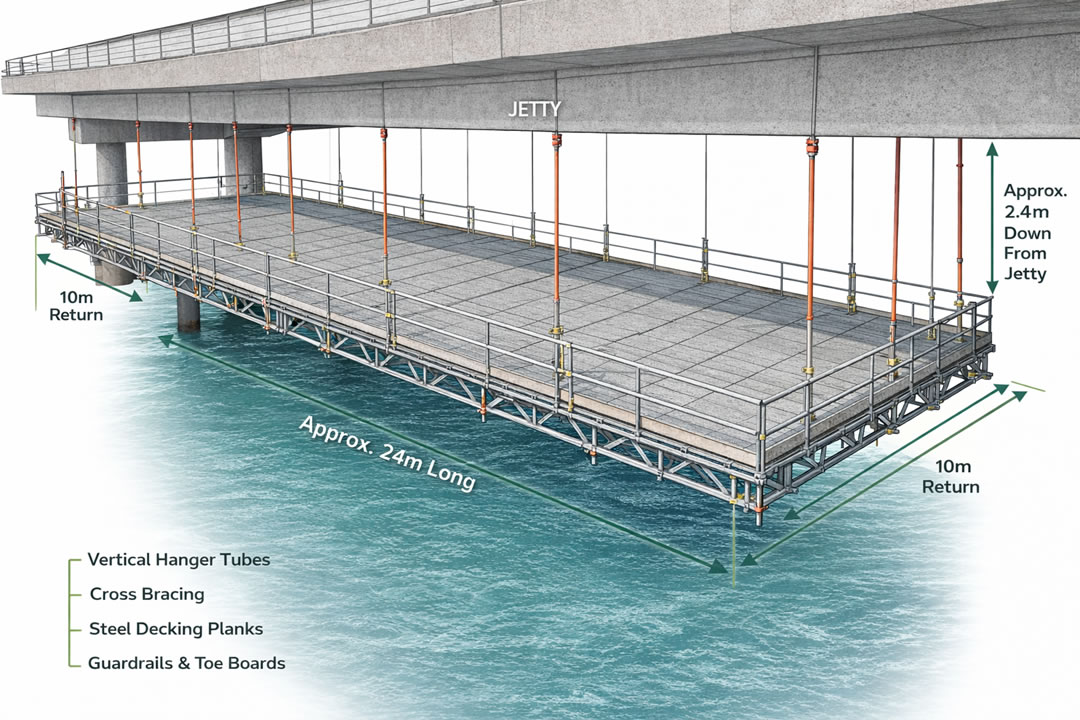 Jetty Underside Scaffold Installation Queen’s Berth